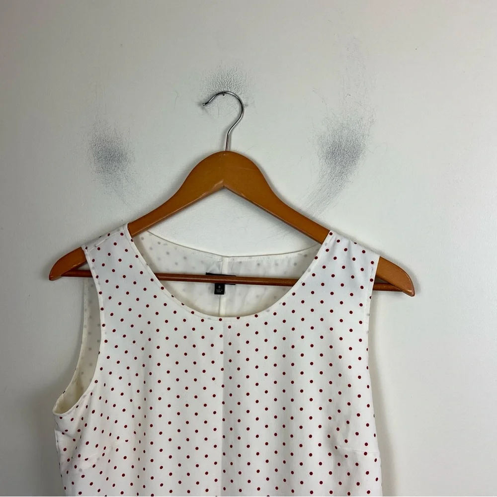 Talbots White Cream Red Polka Dot Peplum Blouse Business Casual Office Size 8‎ - Picture 2 of 10